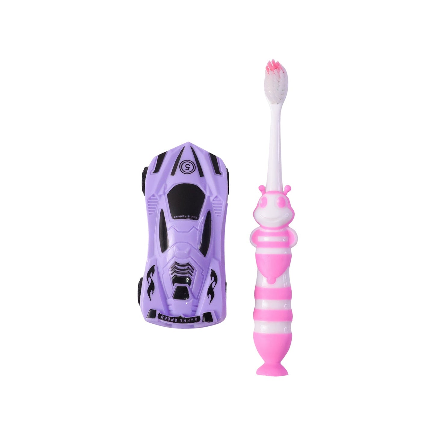 Kids Toothbrush with Cartoon Car (2 Pc Set)
