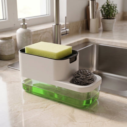 2 in 1 Plastic Dish Soap Liquid Dispenser Sponge Holder ,Sabudani  (1 Set)