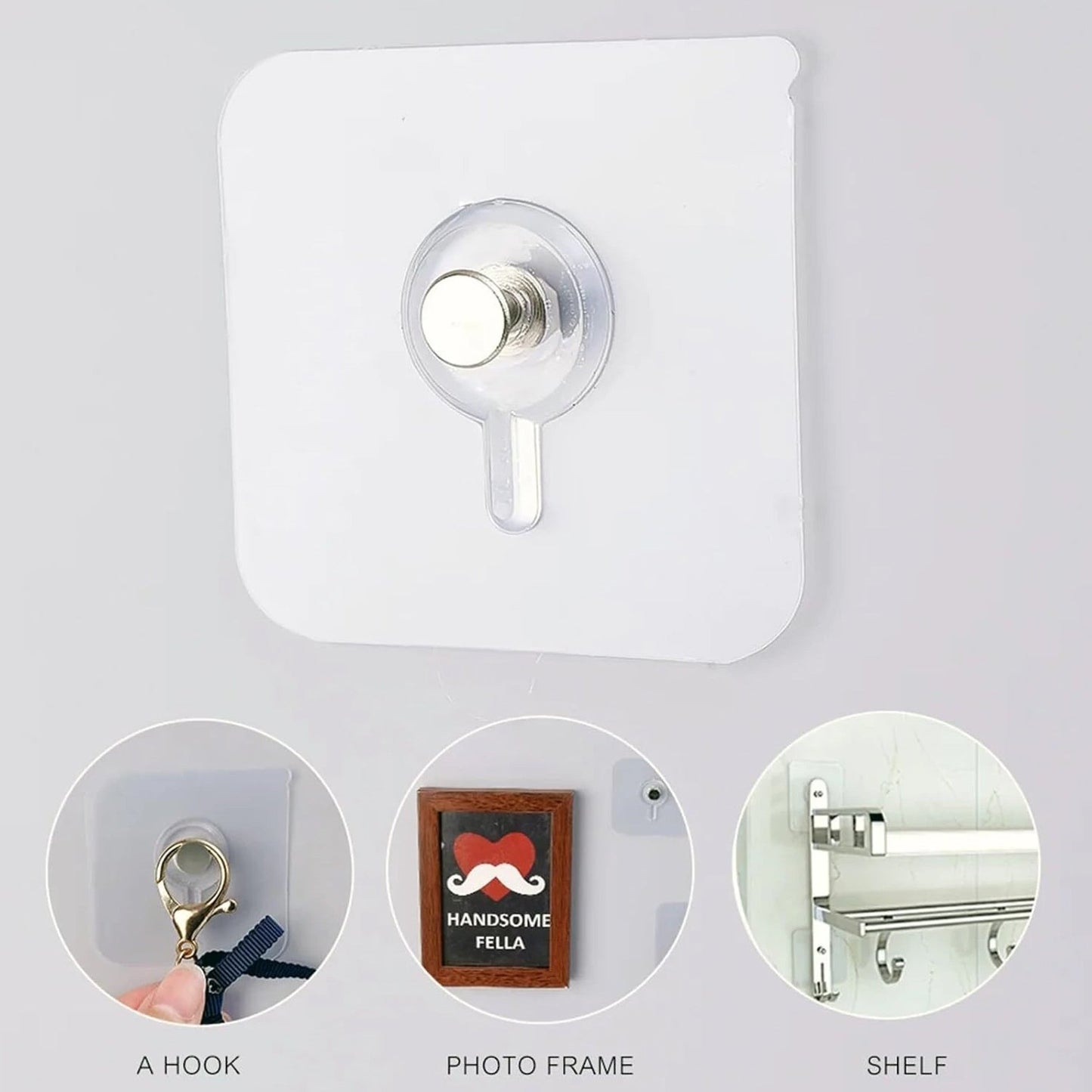 transparent stick on wall hooks for home organization