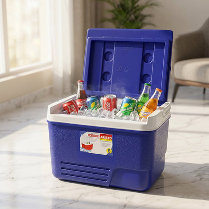 Portable Insulated Ice Cooler Box with Carry Handle (1 Pc, Blue / 6Ltr)