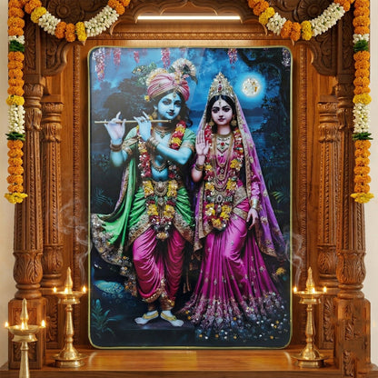 wooden krishna art wall frame